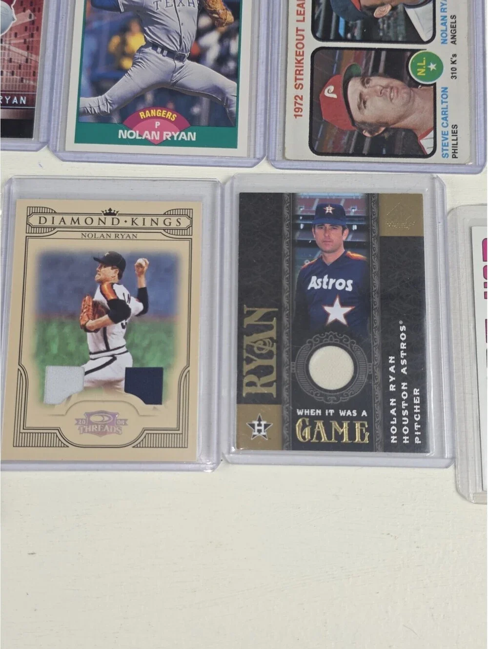 Huge Nolan Ryan Lot W/2008 Donruss Threads Diamond Kings Game-Worn Patch #/50 SP